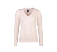 Rydale Ladies V Neck Cable Knit Jumper Womens Chunky Knitted Jumper Pullover Sweater (UK, Numeric, 10, Regular, Regular, Soft Pink)