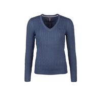 Rydale Ladies V Neck Cable Knit Jumper Womens Chunky Knitted Jumper Pullover Sweater (UK, Numeric, 14, Regular, Regular, Mid Navy)
