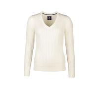 Rydale Ladies V Neck Cable Knit Jumper Womens Chunky Knitted Jumper Pullover Sweater (UK, Numeric, 16, Regular, Regular, Cream)
