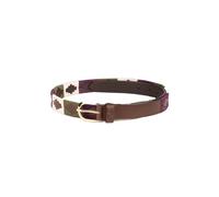 Rydale Leather Polo Belt Unisex Trouser Belt Mens, Ladies Equestrian Country Embroidered Accessory (Olive/White/Berry, Extra Small)