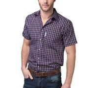 Rydale Men's Country Checked Short Sleeve Shirt Wykeham Navy