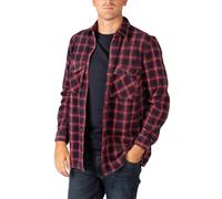 Rydale Men's Fleece Overshirt Button-Down Warm Shirt Long Sleece Check Shirts Shacket for Men (UK, Alpha, XL, Regular, Regular, Navy/Red)