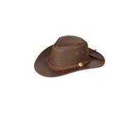 Rydale Mens Leather Australian Hat Outback Hat for Men Wide Brim Genuine Leather Plaited Band Aussie Bush Hats (UK, Alpha, L, Antique Brown)