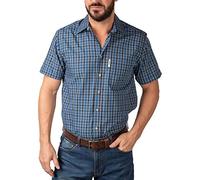 Rydale Men's Short Sleeved Shirts Check Patterned Summer Poly Cotton Work Casual Shirt (5XL, Bainton Blue)