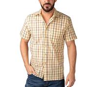 Rydale Men's Short Sleeved Shirts Check Patterned Summer Poly Cotton Work Casual Shirt (S, Ebberston Sand)