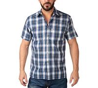 Rydale Men's Short Sleeved Shirts Check Patterned Summer Poly Cotton Work Casual Shirt (XL, Skerne Blue)