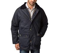 Rydale Men's Thirsk Classic Wax Jacket Waxed Cotton Country Check Lining Coat Navy