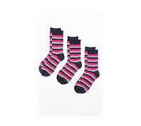 Rydale Women's Boot Socks Ladies Thick Work Socks Stripes Sizes 4-7 Pack of 3 (4-7, Navy)