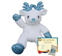 Ryder the Blue and White Reindeer Make a Bear 16" (40cm) Soft Plush Teddy Bear | Stuff your Own | Wishing Heart, Bag of Fluff & Birth Certificate Included