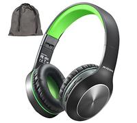 Rydohi Bluetooth Headphones Over Ear, 68H Playtime and 3 EQ Music Modes Wireless Headphones with Microphone/Deep Bass, HiFi Stereo Foldable Lightweight Headset for PC Home Travel Office (BLACK-GREEN)