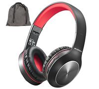 Rydohi Bluetooth Headphones Over Ear, 68H Playtime and 3 EQ Music Modes Wireless Headphones with Microphone/Deep Bass, HiFi Stereo Foldable Lightweight Headset for PC Home Travel Office(BLACK-RED)