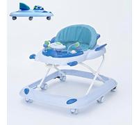 RYDR 101 Baby Walker with Wheels, Foldable Adjustable Height Walker for Babies 6-12 Months, Interactive Lights & Sounds, Toddler Walker Play Centre (Blue)