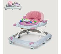 RYDR 101 Baby Walker with Wheels, Foldable Adjustable Height Walker for Babies 6-12 Months, Interactive Lights & Sounds, Toddler Walker Play Centre (Pink)
