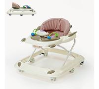 RYDR 101 Baby Walker with Wheels, Foldable Adjustable Height Walker for Babies 6-12 Months, Interactive Lights & Sounds, Toddler Walker Play Centre (Beige)