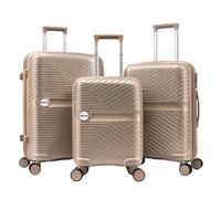 RYDR 3 Piece Suitcase Set PP Hard Shell Luggage Set with Wheels - 20” Cabin Carry On, 24” Medium & 28” Large Suitcases, Lightweight Hand Luggage Suitcase with TSA-Style Lock & Spinner Wheels (Khaki)