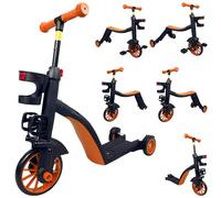 RYDR 6-in-1 Kids Scooter Tricycle Balance Bike - Adjustable Ride-On Toy for Ages 2-6, Converts to 2/3 Wheel Scooter, Trike, Pedal Bike, Adjustable Handle Height with Removable Pedals (Orange)