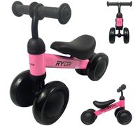 RYDR MINI-S Baby Balance Bike for 10-24 Months, Toddler Ride-On Toys with 4 Wheels, Trike for 1-2 Year Old Boys & Girls, No Pedals Baby Walker, 1st Birthday Gift for Kids, Garden Toy Bicycle (Pink)