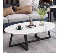 RYDZCLH Coffee Table White Faux Marble Coffee Table for Living Room, Oval Center Table Modern Tea Table for Small Space, Living Room Tables End Table with Sturdy Metal Leg,White 1