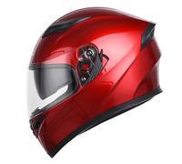 RYDZCLH Full Face Dual Visor Motorcycle Helmet for Men And Women DOT Approved with Widening Visor for Motorbike Street Anti Fog Motorcycle Helmet,red,M 57~58cm