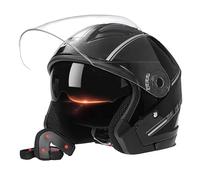 RYDZCLH Motorcycle Helmets 3/4 Half Face Helmet, DOT Approved Open Face Motorcycle Helmet for Men Women, Motorbike Street Helmet with Double Visor And Multiple Vents,bright black,M 56~62cm