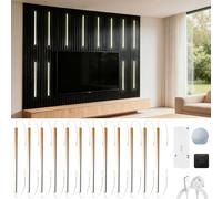 RYE 12Pcs 38cm/15in Linkable CCT COB Recessed LED Light Bar Kit,with Rechargeable RF & Alexa Voice Control,for Wood Slat Wall Panel,Headboards,Home Decor,Under Cabinet Strip Light