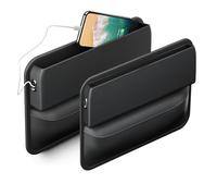 RYE 2Pcs Universally Car Front Seat Gap Filler Organiser,Car Console Side Pocket, Car Seat Gap Storage Box, PU Leather Case for Wallet/Phone/Key/Card/Coin/Sunglasses,etc