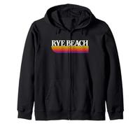 Rye Beach New Hampshire Retro Graphic - Rye Beach NH Zip Hoodie