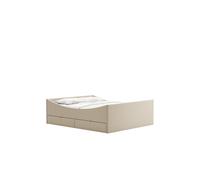 RYE Curved Bed Frame With 4 Drawers 180x210 Light Beige