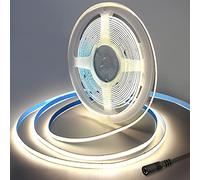 RYE DC12V 5M COB LED Strip Light,Uniform 320LEDs/M Tape Light for TV Backlight,Kitchen Under Counter/Cabinet/Wardrobe/Bedroom/Stairs/Ceiling DIY Lighting,Nature White 4000K,Power Supply Excluded.