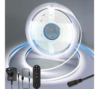 RYE DC12V COB LED Strip Light Kit,Warm White 6000K Dotless Ultra Bright Tape Light with UKCA Power Adapter,RF Control&Dimmer Switch for Ambient/Under Cabinet Kitchen DIY Lighting,3M*320LEDs/M,5mm Wide