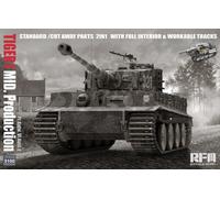 Rye Field Model RM5100 Tiger I Medium Production 2-in-1 with Cutaway Parts & Interior Scale 1:35 Model Building Plastic Kit