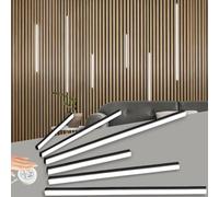 RYE LED Recessed Lighting Kit,6 Pack Self-Adhesive COB LED Light Bar, Cold White 6000K, with Touching Switch, for Wood Slat Wall Panels,Headboards,Home Decor,2 Pcs * (40+60+100cm),Black Channel