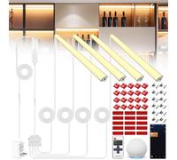 RYE Smart Dimmable Under Cabinet Lighting,4Pcs 30cm V-Shaped LED Light Bars,Sopport Remote,APP & WiFi Alexa Voice Control,for Wardrobe,Showcase,Book Shelf.3000K Warm White.