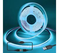 RYE USB Power 2.5M 5V COB Lightblue LED Strip Light Kit,320LEDs/M,CRI80+,Flexible Rope/Tape Light for TV Monitor Backlight,Mirror,Cabinet,Wardrobe,Cupboard DIY Lighting,Power Supply Excluded.