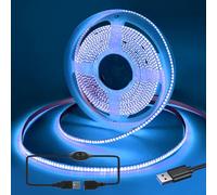 RYE USB Power 2m 5V COB LED Blue Strip Light Kit,320LEDs/M,CRI80+,Flexible Rope/Tape Light for TV Monitor Backlight,Mirror,Cabinet,Wardrobe,Cupboard DIY Lighting,Power Supply Excluded.