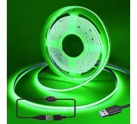 RYE USB Power 2m 5V COB LED Green Strip Light Kit,320LEDs/M,CRI80+,Flexible Rope/Tape Light for TV Monitor Backlight,Mirror,Cabinet,Wardrobe,Cupboard DIY Lighting,with Dimmer.