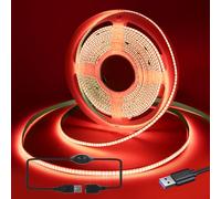 RYE USB Power 2m 5V COB LED Red Strip Light Kit,320LEDs/M,CRI80+,Flexible Rope/Tape Light for TV Monitor Backlight,Mirror,Cabinet,Wardrobe,Cupboard DIY Lighting,with Dimmer.