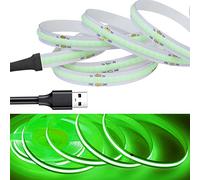 RYE USB Powered 5V COB LED Strip Light, 0.5M*320LEDs/M Green Soft Dotless Tape Light for TV/Monitor/Under Cabinet Kitchen/Wardrobe/Stairs Step Background Ambient DIY Lighting[Strip ONLY]