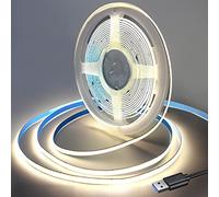 RYE USB Powered 5V COB LED Strip Light, 1.0M*320LEDs/M Nature White 4000K Soft Dotless Tape Light for TV/Monitor/Under Cabinet Kitchen/Wardrobe/Stairs Step Background Ambient DIY Lighting[Strip ONLY]
