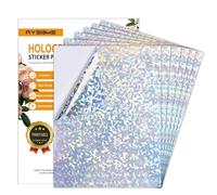 Ryebme Holographic Sticker Paper Vinyl Sticker Paper - 25 Sheets Self-Adhesive Holographic Film for Inkjet Printers, Self-Adhesive Hologram Film Vinyl Film with A4 Size