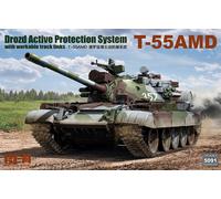 Rye Field Model RM5091 T-55AMD Drozd Active Protection System with Workable Tracks Scale 1:35 Model Making