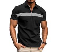 Ryehack Men's 1/4 Zip Polo Shirts Short Sleeve Raglan T-Shirt Casual Tops Golf Shirt Regular Fit S-3XL Black