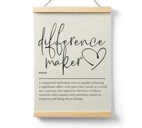 Ryeolo Difference Maker Definition Wooden Poster Hanger Frame 12.5x17 Inch,Difference Maker Poster Hanger Frame,Appreciation Retirement Gifts Wooden Hanging Wall Art