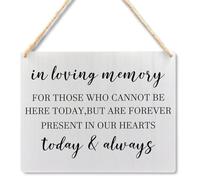Ryeolo in Loving Memory Sign, in Loving Memory Wedding Sign, Memorial Sign for Wedding, in Loving Memory for Those Who Cannot Be Here Today Wooden Plaque Signs Wall Hanging, 10.2x7.8 Inches, 12X6