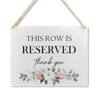 Ryeolo Reserved Seating Signs - This Row Is Reserved Wooden Hanging Signs for Wedding Chairs, Wedding Decorations for Reception, 10.2x7.8 Inches (Pink Floral)