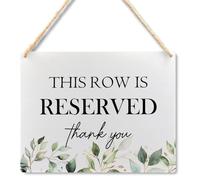 Ryeolo Reserved Seating Signs - This Row Is Reserved Wooden Hanging Signs for Wedding Chairs, Wedding Decorations for Reception, 10.2x7.8 Inches (Green Leaves)