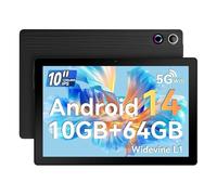 ryesug Tablet 10 Inch, Android 14 Tablet 10GB RAM + 64GB ROM TF 1TB Expand, Widevine L1, WiFi6, BT5.3, 5MP+8MP Camera, 5000mAh, Facial Recognition, Dynamic Halo, Black