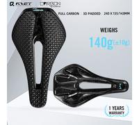 RYET 3D Printed Bicycle Saddle Full Carbon 135/143mm Bike Seat Saddle for MTB Gravel Road Seating Cushion Cycling Accessories 3D Finish 143mm