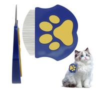 Ryetvok Professional Flea Comb for Cats & Dogs, 2.56×2.55 Inches Blue Arc Stainless Steel Pet Comb, Portable Eye Gunk Removal Grooming Tool for Fur Debris Dirt,Gentle Round-Head Grooming Tool