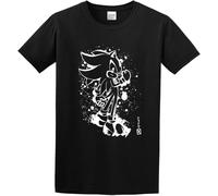 RYEW Men's Sonic The Hedgehog Mens Shadow Ink Effect T Shirt O Neck Black